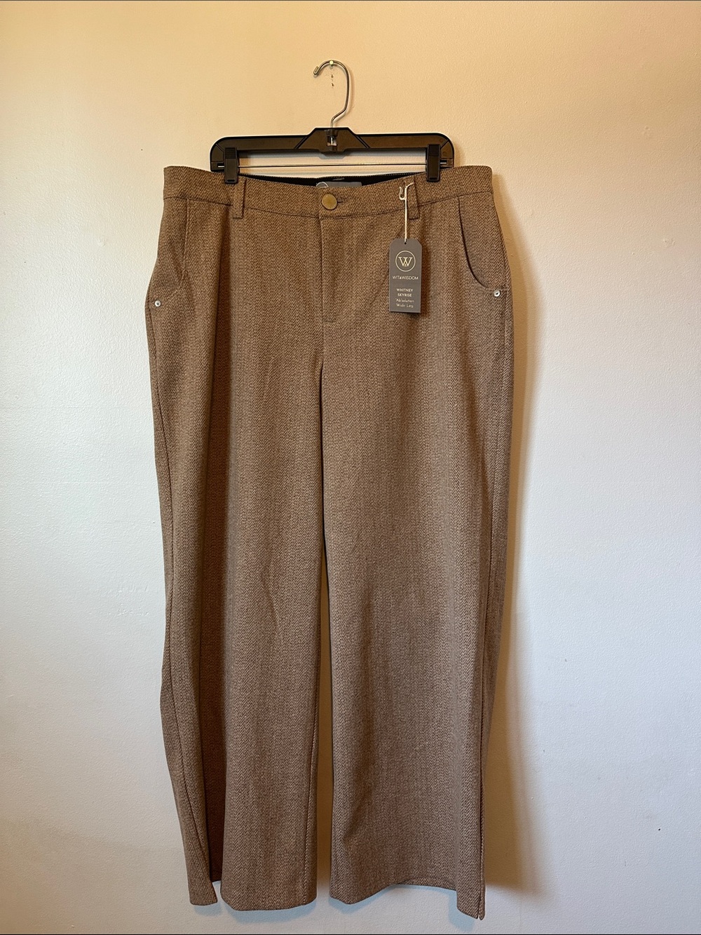 Wit & Wisdom Whitney Skyrise Wide Leg Herringbone Trousers Women's 16W